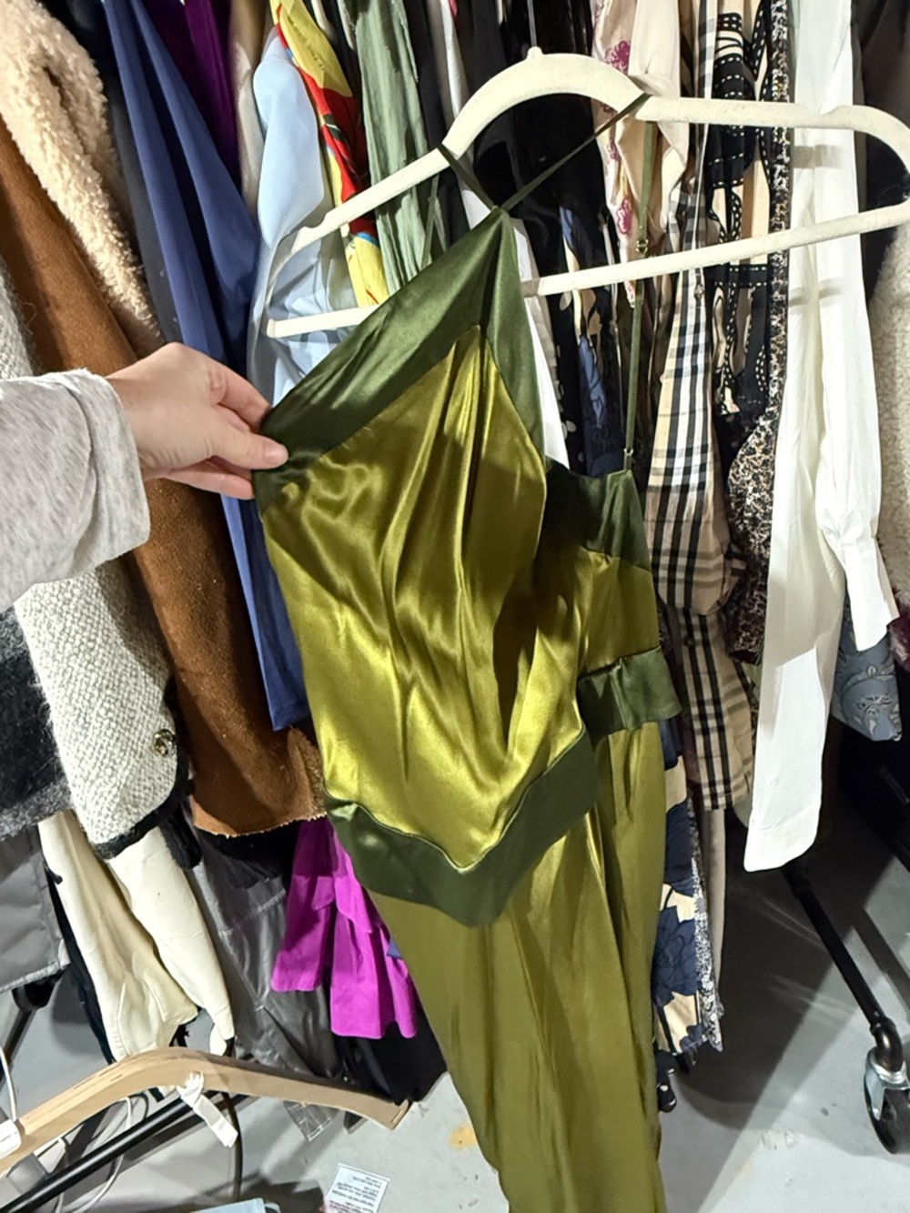Reformation Olive Satin Halter Maxi Dress - Picture 5 of 5